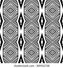Line rhombus vector seamless pattern. Repeating geometric tiles. Modern stylish texture. Monochrome arabic, aztec design. Hand drawn tribe motif.