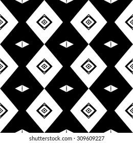 Line rhombus vector seamless pattern. Repeating geometric tiles. Modern stylish texture. Monochrome arabic, aztec design. Hand drawn tribe motif.