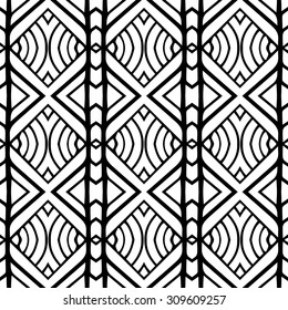 Line rhombus vector seamless pattern. Repeating geometric tiles. Modern stylish texture. Monochrome arabic, aztec design. Hand drawn tribe motif.
