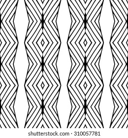 Line rhombus vector seamless pattern. Repeating geometric tiles. Modern stylish texture. Monochrome arabic, aztec design. Hand drawn tribe motif. 