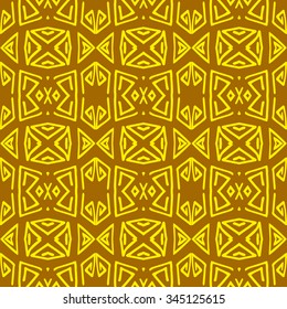 Line rhombus vector seamless pattern. Hand drawn tribe motif. Repeating geometric tiles.  Monochrome arabic, aztec design. Modern stylish texture.