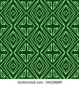 Line rhombus vector seamless pattern. Hand drawn tribe motif. Repeating geometric tiles.  Monochrome arabic, aztec design. Modern stylish texture.