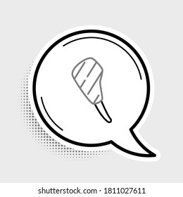 Line Rib eye steak icon isolated on grey background. Steak tomahawk. Piece of meat. Colorful outline concept. Vector