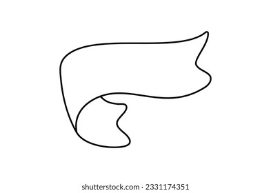 Line ribbon banner icon, Web design element. Hand drawn vector illustration. Place for your text for business, greeting card and holidays copy space