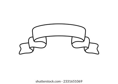 Line ribbon banner icon, Web design element. Hand drawn vector illustration. Place for your text for business, greeting card and holidays copy space