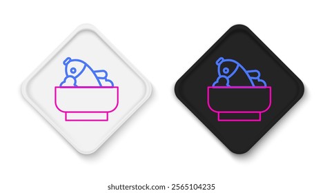 Line Rice with fish in a bowl icon isolated on white background. Traditional Asian food. Colorful outline concept. Vector