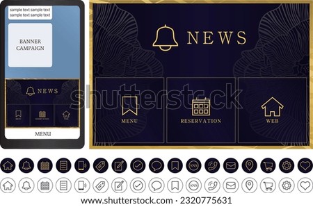 LINE rich menu 14
Icons and buttons that can be used for apps, advertising, banners. Free to customize.