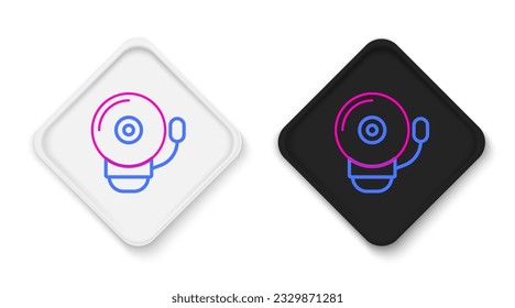 Line Ringing alarm bell icon isolated on white background. Fire alarm system. Service bell, handbell sign, notification symbol. Colorful outline concept. Vector