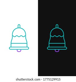 Line Ringing bell icon isolated on white and black background. Alarm symbol, service bell, handbell sign, notification symbol. Colorful outline concept. Vector