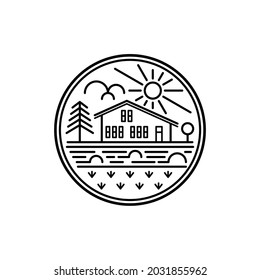 line riverside house in circle logo
