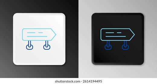 Line Road traffic sign. Signpost icon isolated on grey background. Pointer symbol. Isolated street information sign. Direction sign. Colorful outline concept. Vector