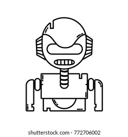 line robot face with technology robotic chest