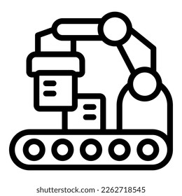 Line robot factory icon outline vector. Industry engineer. Worker process