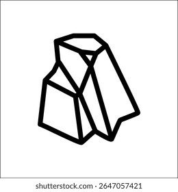 Silhueta de pedra de pedra de linha. Contorno de grafite minimalista, logotipo mineral simplicidade, minério quebrado áspero, resumo contorno vetor ilustração