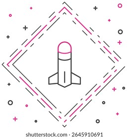Linha Rocket ícone isolado no fundo branco. Conceito de contorno colorido. Vetor