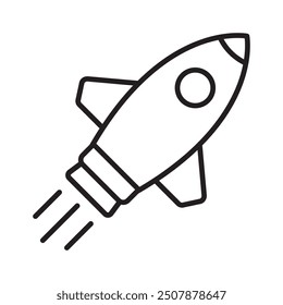 Line rocket icon. Rocket launched icon.