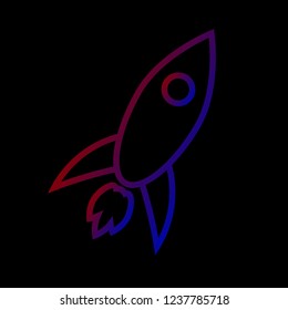 line rocket icon, vector illustration, black background