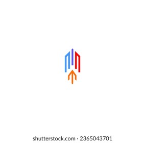 Line Rocket logo design icon template.