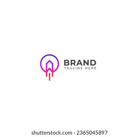 Line Rocket logo design icon template.