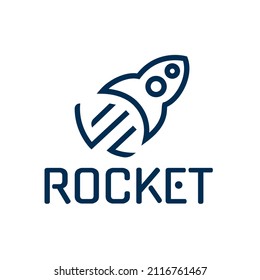 Line Rocket logo is perfect for agency social media business, marketing, accounting, shipping, IT, technology, 