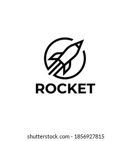 Line Rocket Logo Template Design Vector, Emblem, Design Concept, Creative Symbol