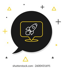 Line Rocket ship icon isolated on white background. Space travel. Colorful outline concept. Vector
