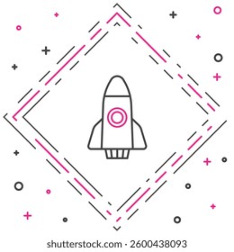 Line Rocket ship icon isolated on white background. Space travel. Colorful outline concept. Vector