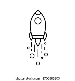 Line rocket or spaceship icon vector logo design black symbol isolated on white background. Vector EPS 10.