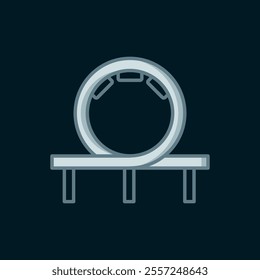 Line Roller coaster icon isolated on black background. Amusement park. Childrens entertainment playground, recreation park. Flat filled outline style with shadow. Vector