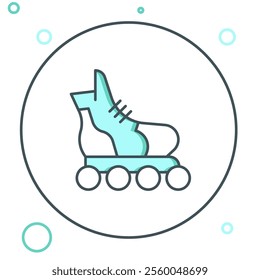 Line Roller skate icon isolated on white background. Colorful outline concept. Vector