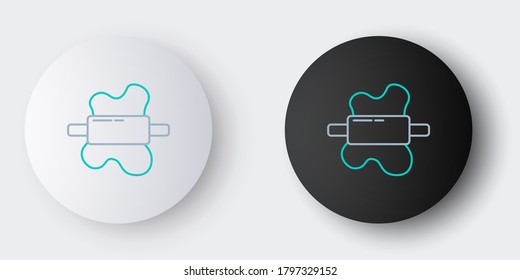 Line Rolling pin on dough icon isolated on grey background. Colorful outline concept. Vector