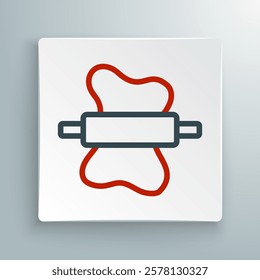 Line Rolling pin on dough icon isolated on white background. Colorful outline concept. Vector