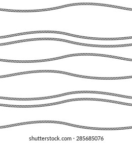 The line of the ropes. Black and white vector.