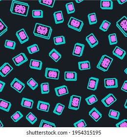 Line Rorschach test icon isolated seamless pattern on black background. Psycho diagnostic inkblot test Rorschach.  Vector