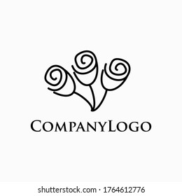 Diseño de rosa de línea - Ilustración vectorial con estilo minimalista dibujado a mano.