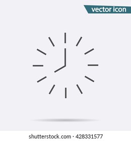 Line round clock icon isolated background. Modern simple flat hour sign. Business, internet concept. Trendy vector time symbol for web site design or button to mobile app. Logo illustration.