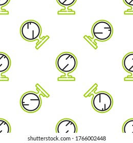 Line Round-Make-up-Spiegel-Symbol einzeln auf weißem Hintergrund.  Vektorgrafik