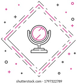 Line Round makeup mirror icon isolated on white background. Colorful outline concept. Vector Illustration