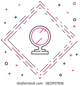 Line Round makeup mirror icon isolated on white background. Colorful outline concept. Vector Illustration