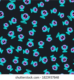 Line Round makeup mirror icon isolated seamless pattern on black background.  Vector Illustration