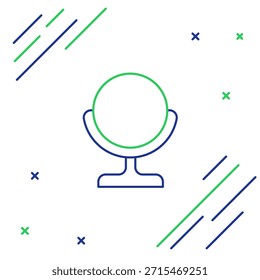 Línea icono de espejo de maquillaje redondo aislado sobre fondo blanco. Concepto de contorno colorido. Vector