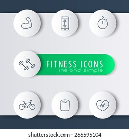 line round modern fitness, gym, training icons, vector illustration, eps10, easy to edit