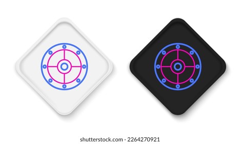 Line Round shield icon isolated on white background. Security, safety, protection, privacy, guard concept. Colorful outline concept. Vector