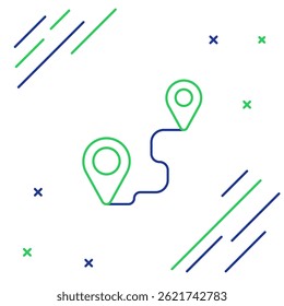 Line Route location icon isolated on white background. Map pointer sign. Concept of path or road. GPS navigator. Colorful outline concept. Vector