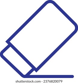 Line Rubber Eraser blue icon. Art supplies icon editable stock. Drawing tool icon isolated on transparent background. Can be use for presentation templates, web and mobile phone apps.