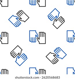 Line Rubber gloves icon isolated seamless pattern on white background. Latex hand protection sign. Housework cleaning equipment symbol. Colorful outline concept. Vector