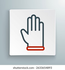 Línea de guantes de goma icono aislado sobre fondo blanco. Letrero de protección de la mano de látex. Símbolo del equipo de limpieza de la casa. Concepto de contorno colorido. Vector
