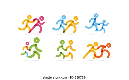 line running icons. pair of people . simple vector illustration