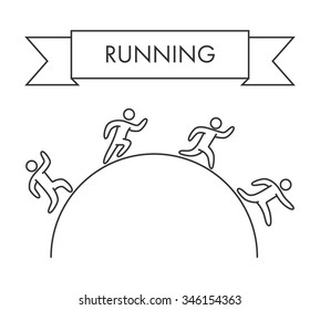 Line running logo and symbol. Vector sport icon and label