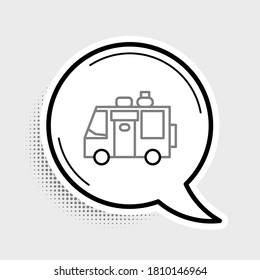Line Rv Camping trailer icon isolated on grey background. Travel mobile home, caravan, home camper for travel. Colorful outline concept. Vector